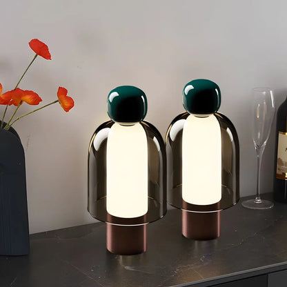 Clarté Nomade - Lampe de Table Rechargeable en Verre Transparent avec LED Dimmable - Rynova