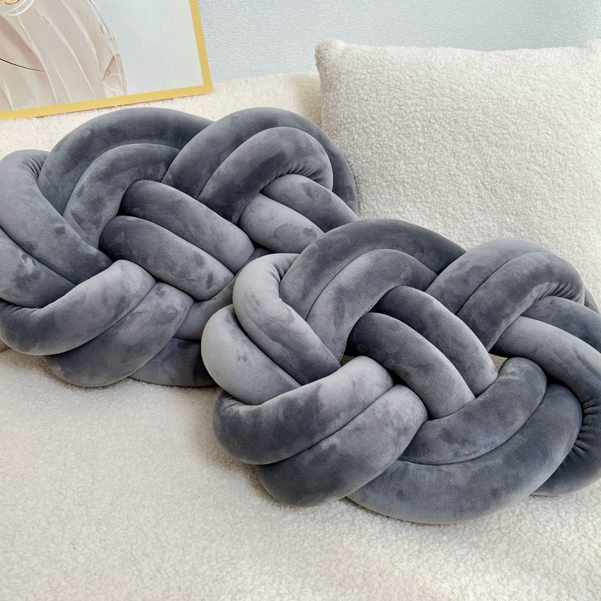 DouxNœud - Ensemble de 2 coussins en peluche décoratifs - Rynova