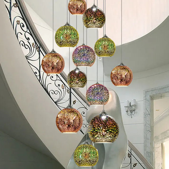 ÉclatFestif | Suspension en Verre Coloré 3D avec Lumière Éblouissante - Rynova