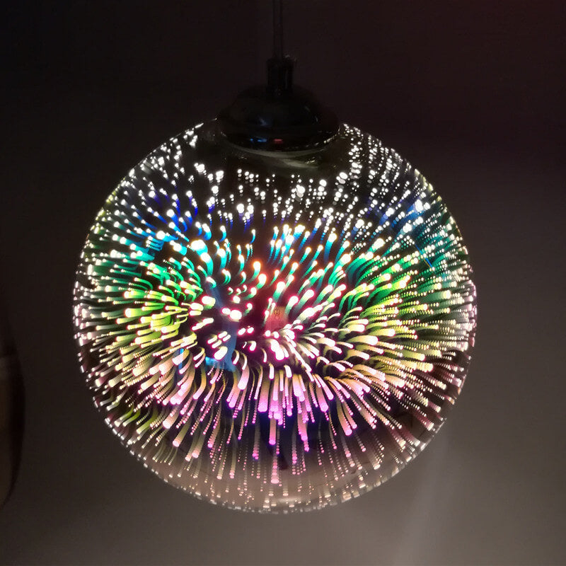 ÉclatFeu - Suspension en Verre Colorée 3D Feu d'Artifice avec Éclairage LED - Rynova