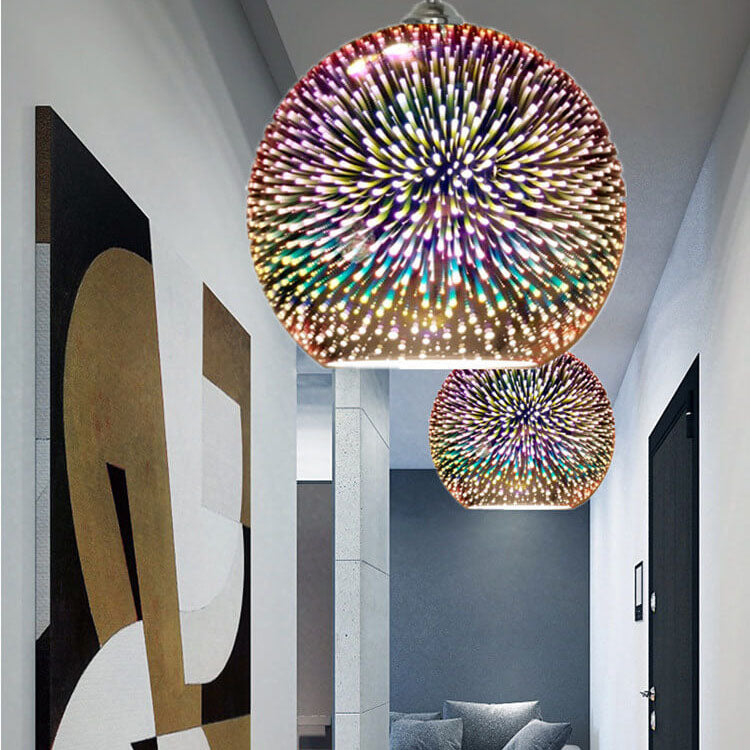 ÉclatFeu - Suspension en Verre Colorée 3D Feu d'Artifice avec Éclairage LED - Rynova