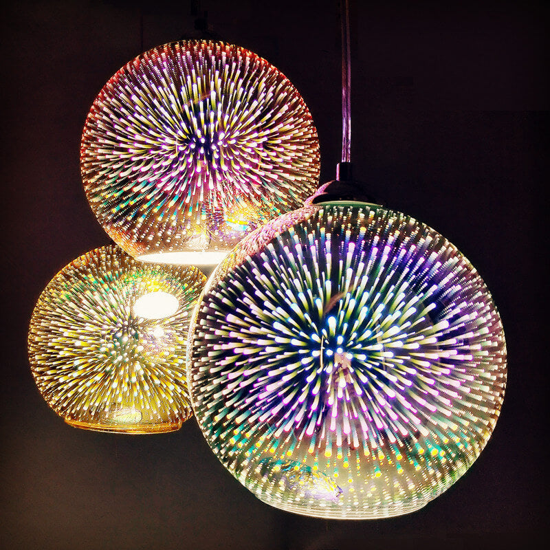ÉclatFeu - Suspension en Verre Colorée 3D Feu d'Artifice avec Éclairage LED - Rynova