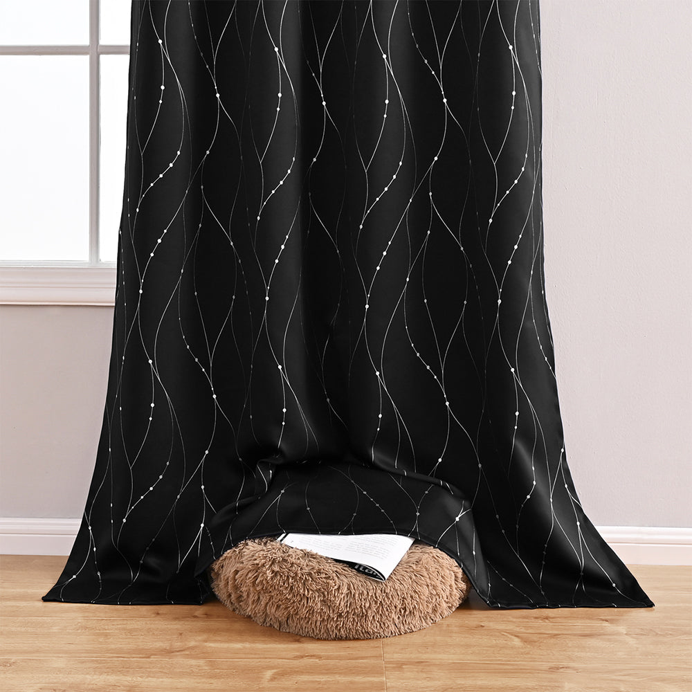 VagueChic - Rideau Occultant à Motifs de Vagues et de Points pour un Intérieur Élégant - Rynova