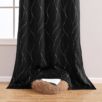VagueChic - Rideau Occultant à Motifs de Vagues et de Points pour un Intérieur Élégant - Rynova