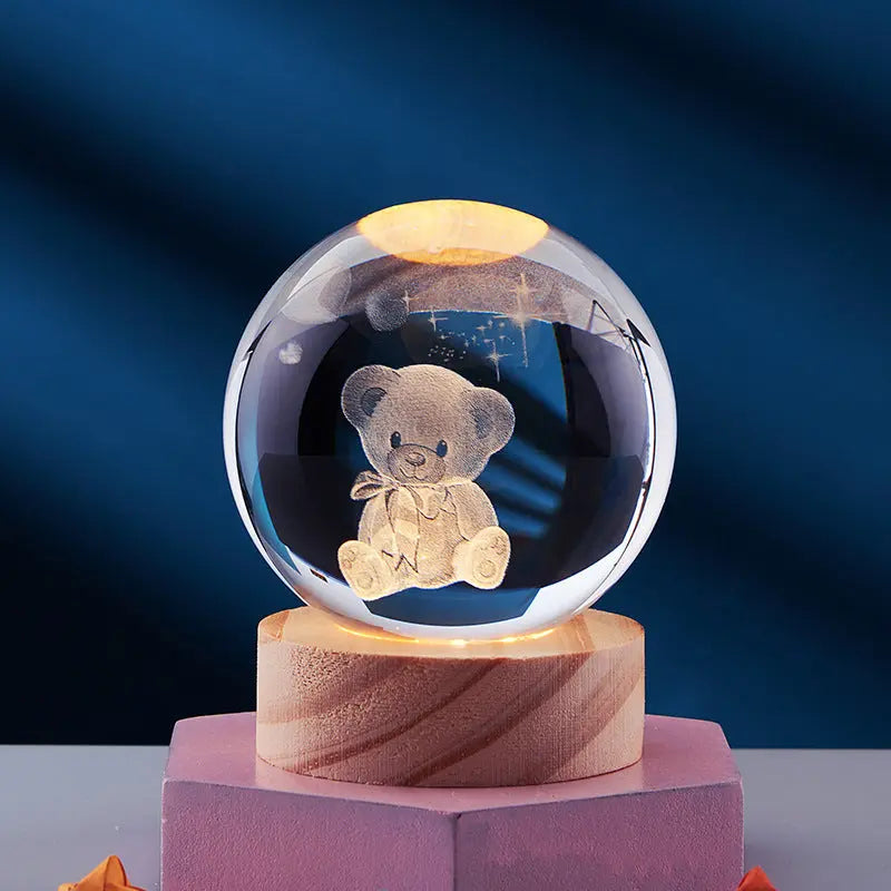 CristaLumi - Lampe de Nuit 3D en Cristal avec Éclairage LED - Rynova