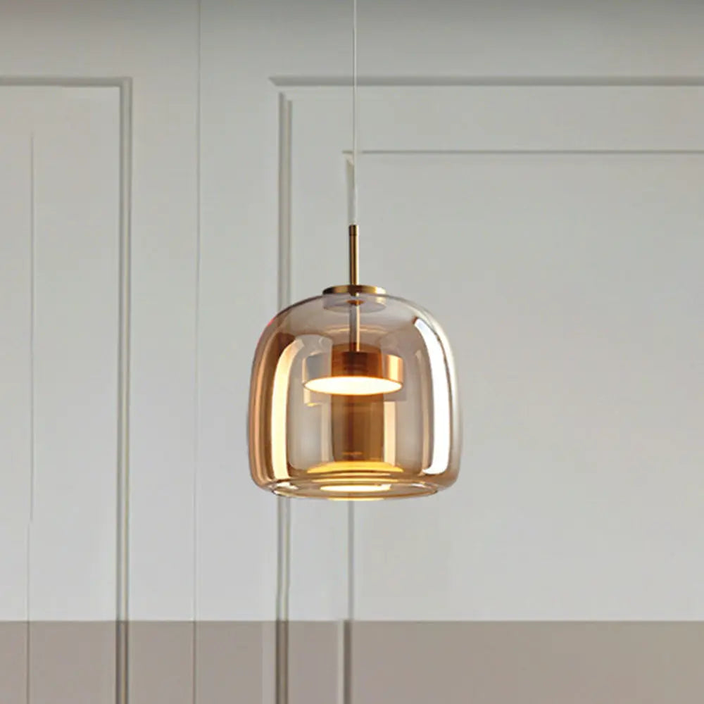 HailieLuxe – Suspension LED Rétro en Métal et Verre Ambre - Rynova