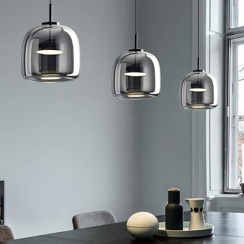HailieLuxe – Suspension LED Rétro en Métal et Verre Ambre - Rynova