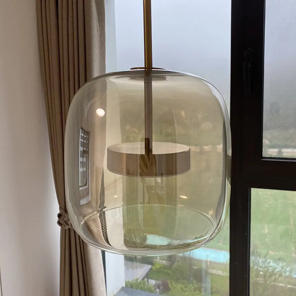 HailieLuxe – Suspension LED Rétro en Métal et Verre Ambre - Rynova
