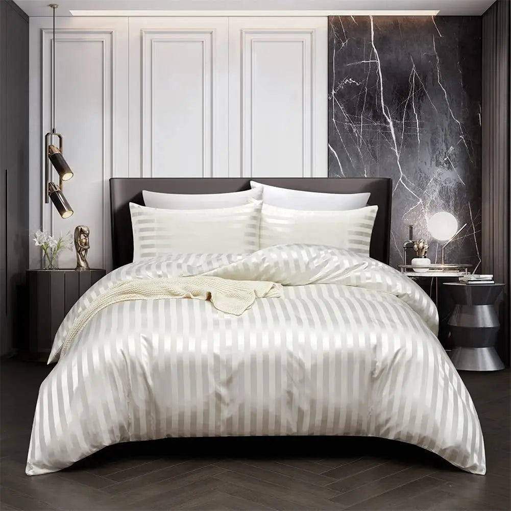 SatinÉlégance - Ensemble de housse de couette en satin noir - Rynova