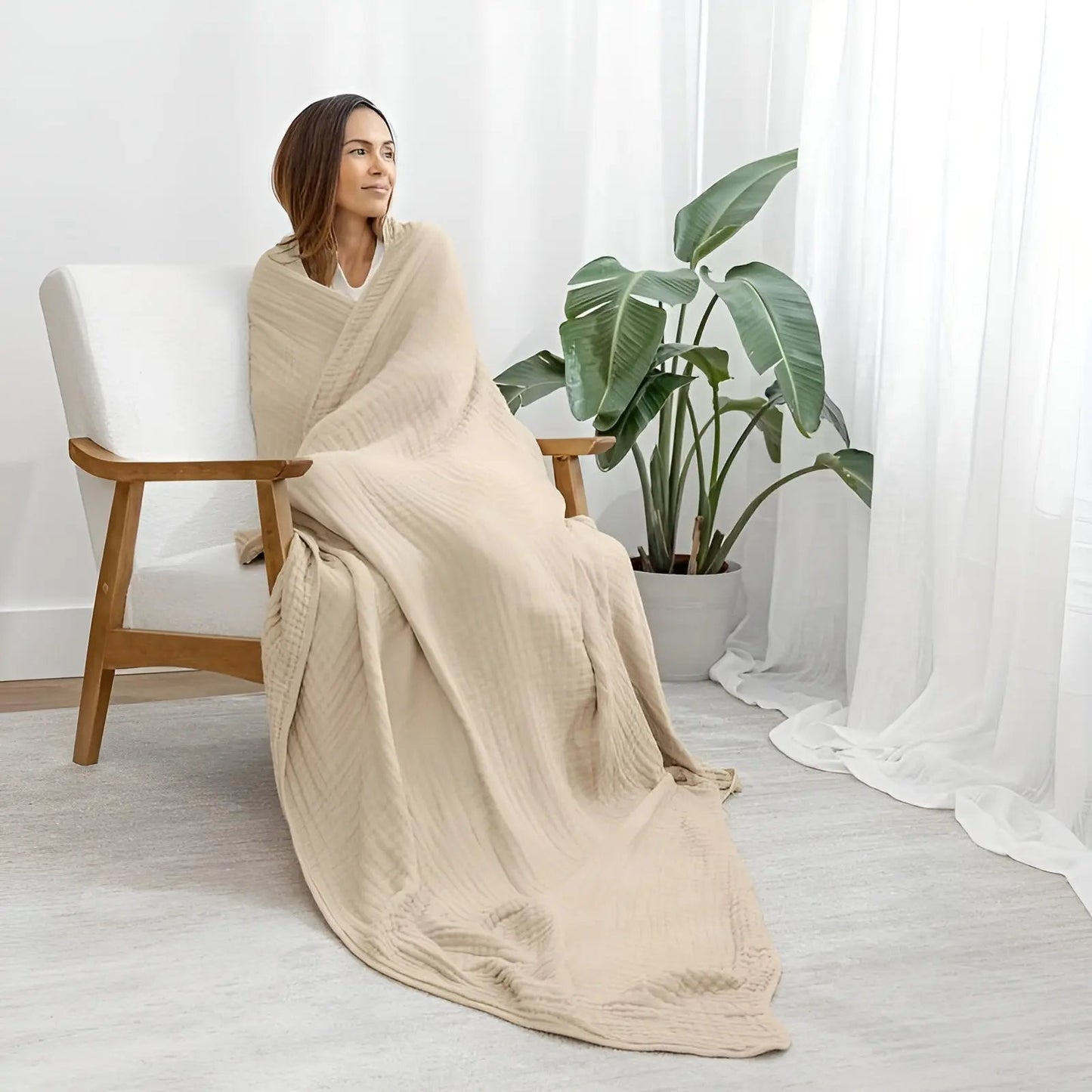Cotonnade Luxe - Couverture en Coton Hypoallergénique Toute Saison - Rynova