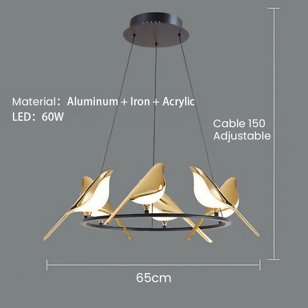 LumiOiseaux – Lampe suspendue cercle d'oiseaux - Rynova