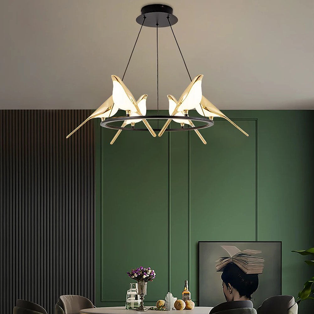 LumiOiseaux – Lampe suspendue cercle d'oiseaux - Rynova