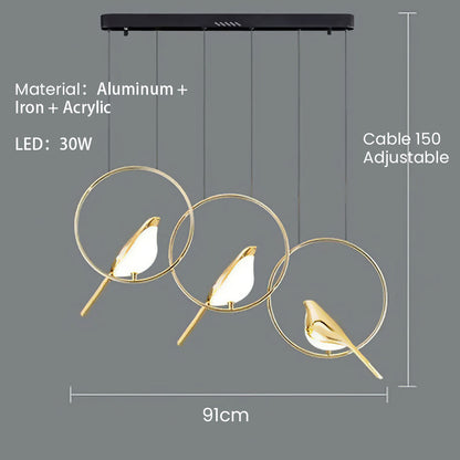 LumiOiseaux – Lampe suspendue cercle d'oiseaux - Rynova