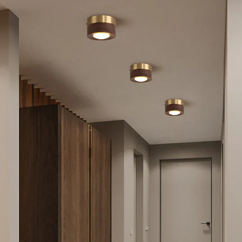 Plafonnier WoodAura - Éclairage en Noyer avec Spot LED Moderne - Rynova