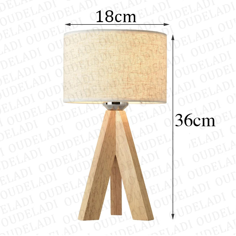 Lumière d'Éclat – Lampe de Table en Bois avec Abat-Jour Tissu Noir et Blanc - Rynova