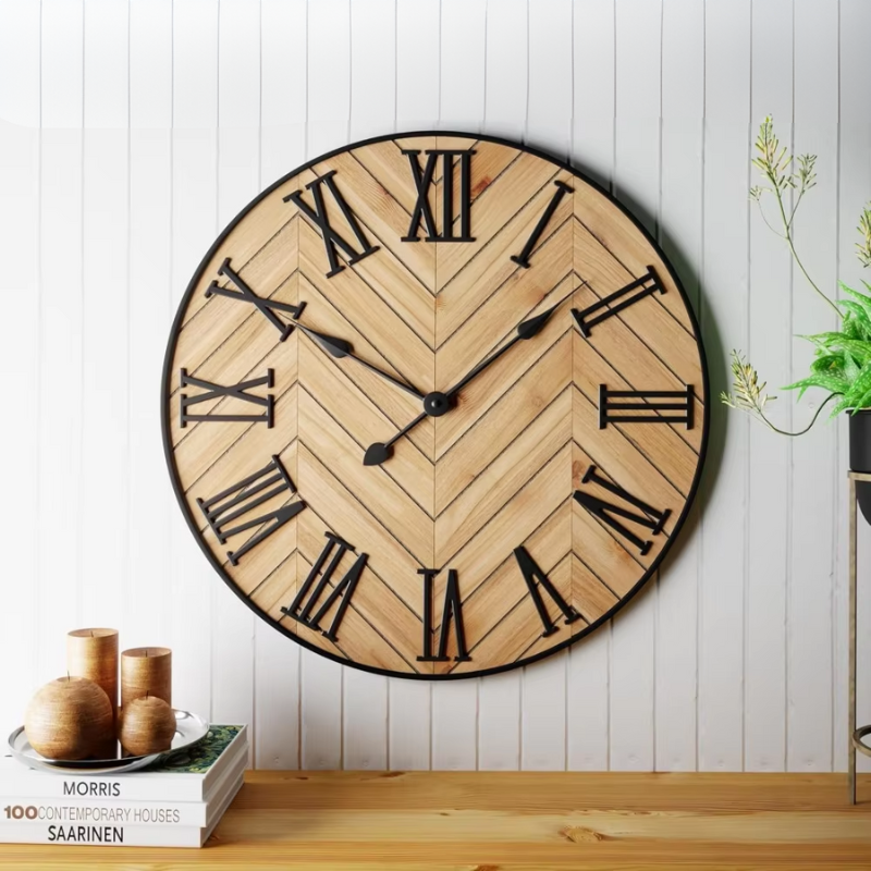 ÉléganceRustique – Horloge Murale avec Chiffres Romains - Rynova
