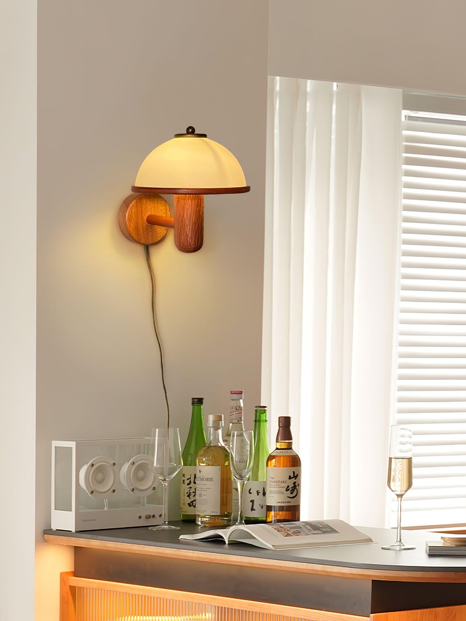 Éclat Naturel – Applique murale en bois champignon élégante - Rynova