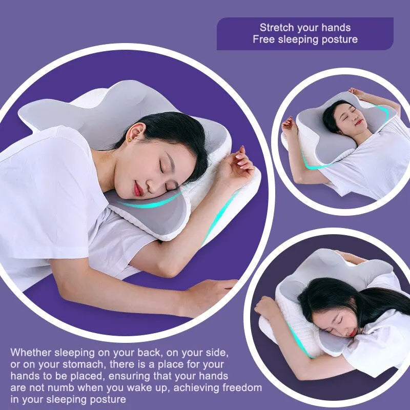 Oreiller Mémoire de Forme Papillon RelaxNeck - Soulagement des Douleurs Cervicales et Confort Orthopédique - Rynova