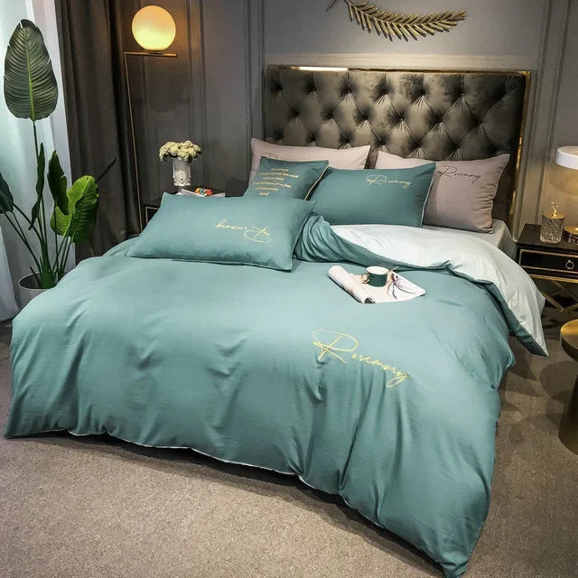 EmbroiLuxe - Housse de Couette Élégante en Tissu Premium - Rynova