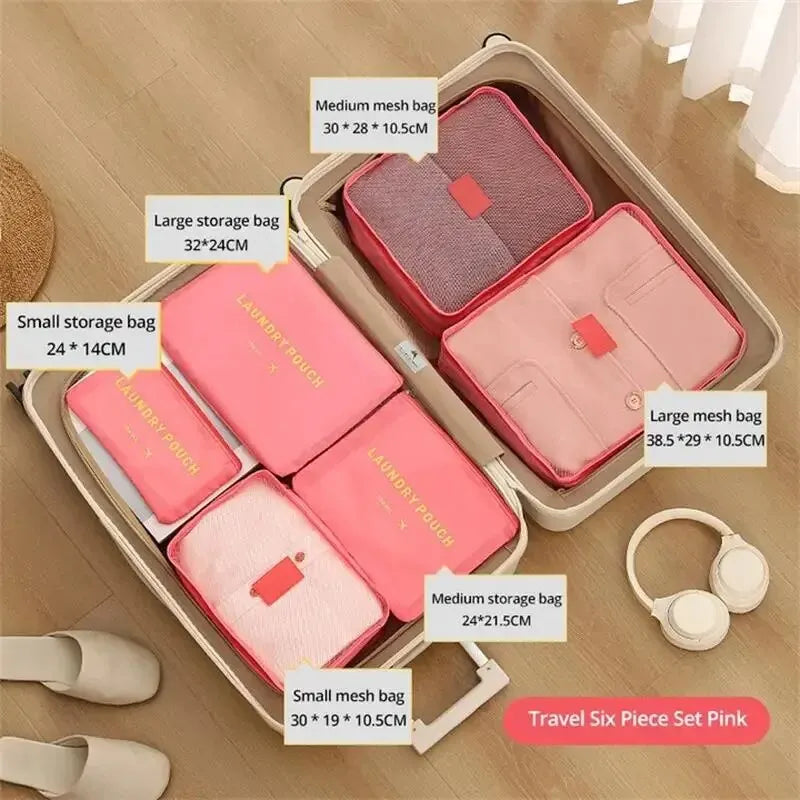 VoyageOrganisé – Set de 6 Sacs de Rangement de Voyage Grande Capacité pour Vêtements, Chaussures et Accessoires - Rynova