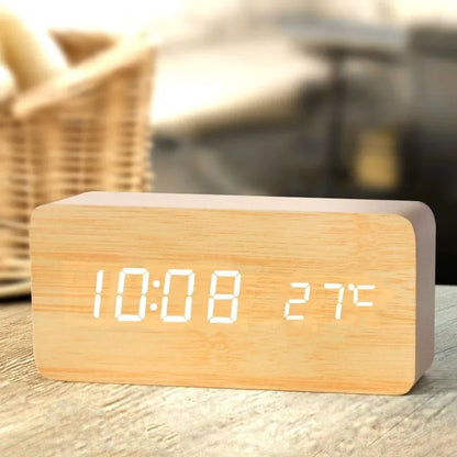 Horloge BoisÉco – Réveil Numérique en Bois avec Affichage LED - Rynova