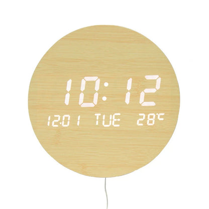 BoisTempo – Horloge de Bureau en Bois avec Alarme et Affichage LED - Rynova