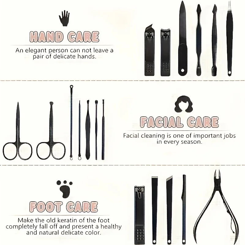 KitManucurePro - Trousse de Coupe-Ongles Professionnelle 7-24pcs Ultra-Affûtée pour Hommes et Femmes - Soins Solides de Pédicure - Rynova