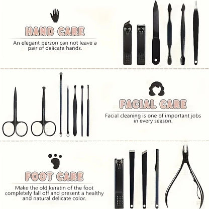 KitManucurePro - Trousse de Coupe-Ongles Professionnelle 7-24pcs Ultra-Affûtée pour Hommes et Femmes - Soins Solides de Pédicure - Rynova