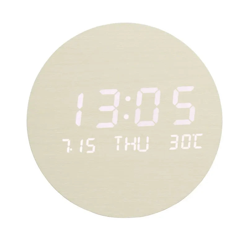 BoisTempo – Horloge de Bureau en Bois avec Alarme et Affichage LED - Rynova