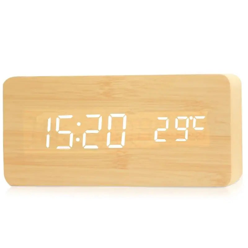 Horloge BoisÉco – Réveil Numérique en Bois avec Affichage LED - Rynova