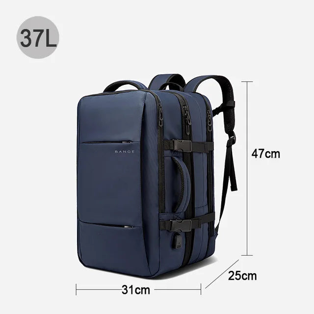 Sac à Dos de Voyage BANGE Pro – Grand Sac Étanche avec Port USB, Extensible, Capacité 17.3 pouces, Sac à Dos d’Affaires pour Homme - Rynova