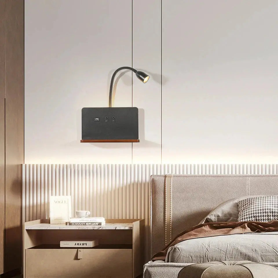 LumiCharge | Applique Murale LED avec USB et Charge Sans Fil - Rynova