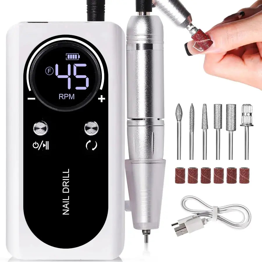 Machine Professionnelle à Ponceuse Ongles Rechargeable 45000RPM - Faible Bruit | Outil Manucure Salon - Rynova