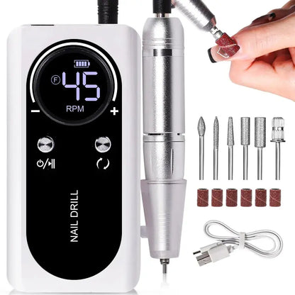 Machine Professionnelle à Ponceuse Ongles Rechargeable 45000RPM - Faible Bruit | Outil Manucure Salon - Rynova