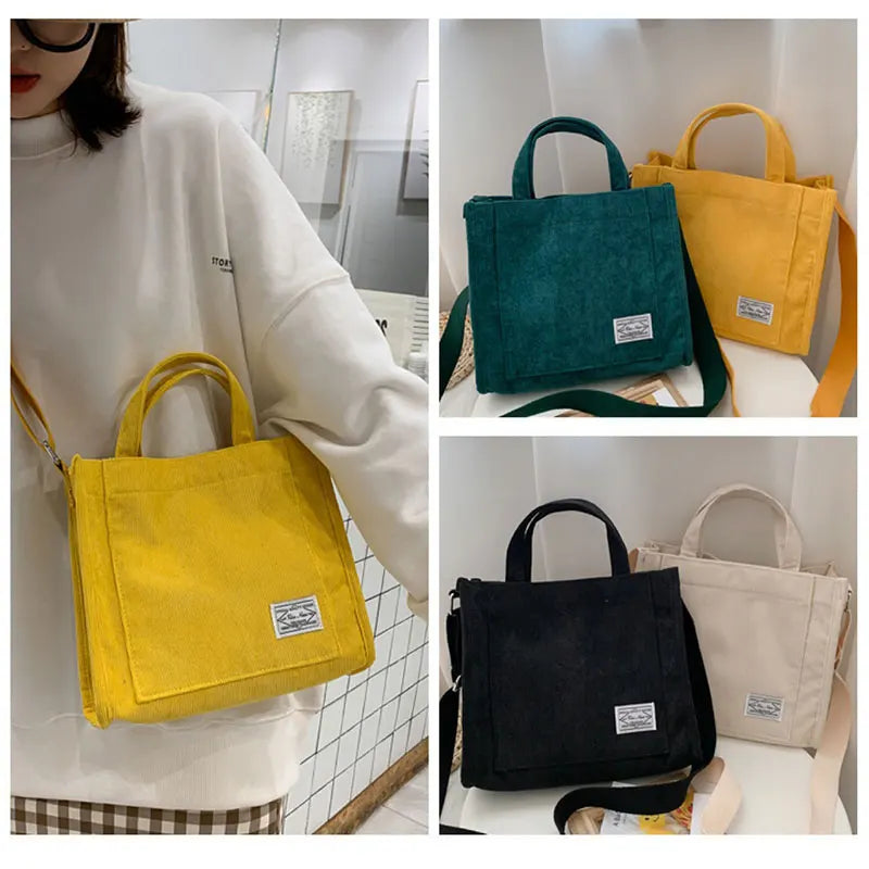 VeloutéTendance – Sac Fourre-Tout Femme en Velours Côtelé Compact et Élégant - Rynova