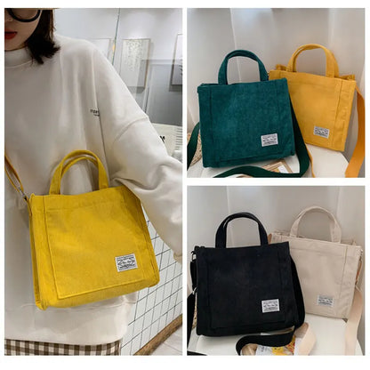 VeloutéTendance – Sac Fourre-Tout Femme en Velours Côtelé Compact et Élégant - Rynova