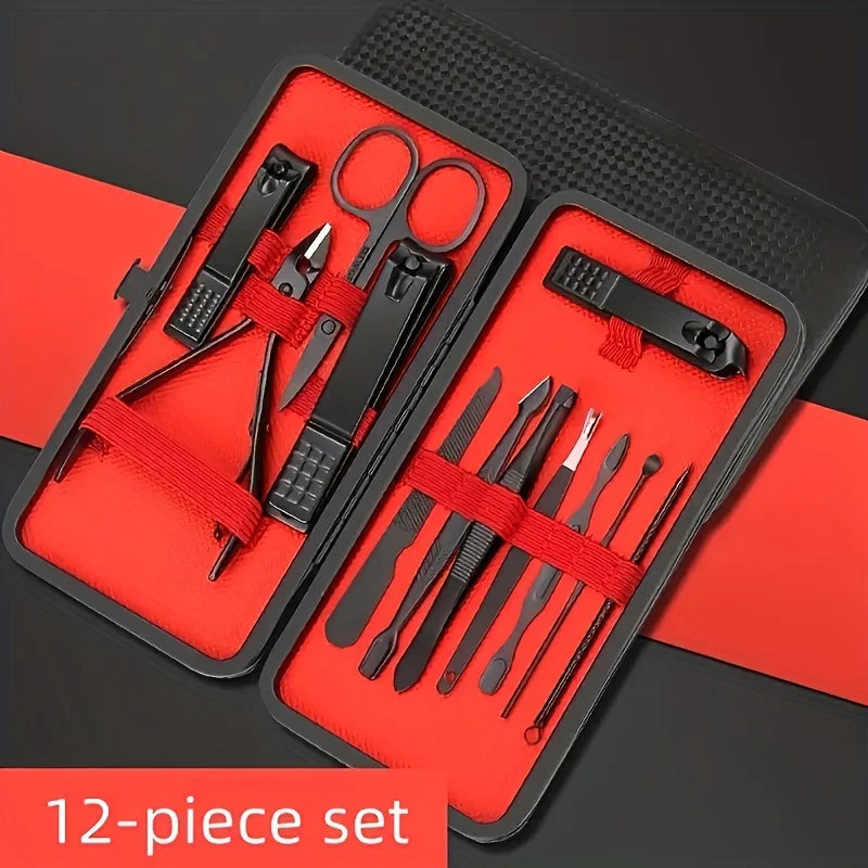 KitManucurePro - Trousse de Coupe-Ongles Professionnelle 7-24pcs Ultra-Affûtée pour Hommes et Femmes - Soins Solides de Pédicure - Rynova