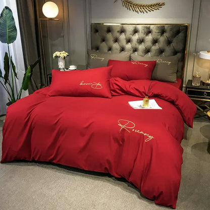 EmbroiLuxe - Housse de Couette Élégante en Tissu Premium - Rynova
