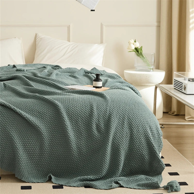 TricotNord - Plaid Tricoté en Acrylique avec Franges Élégantes - Rynova