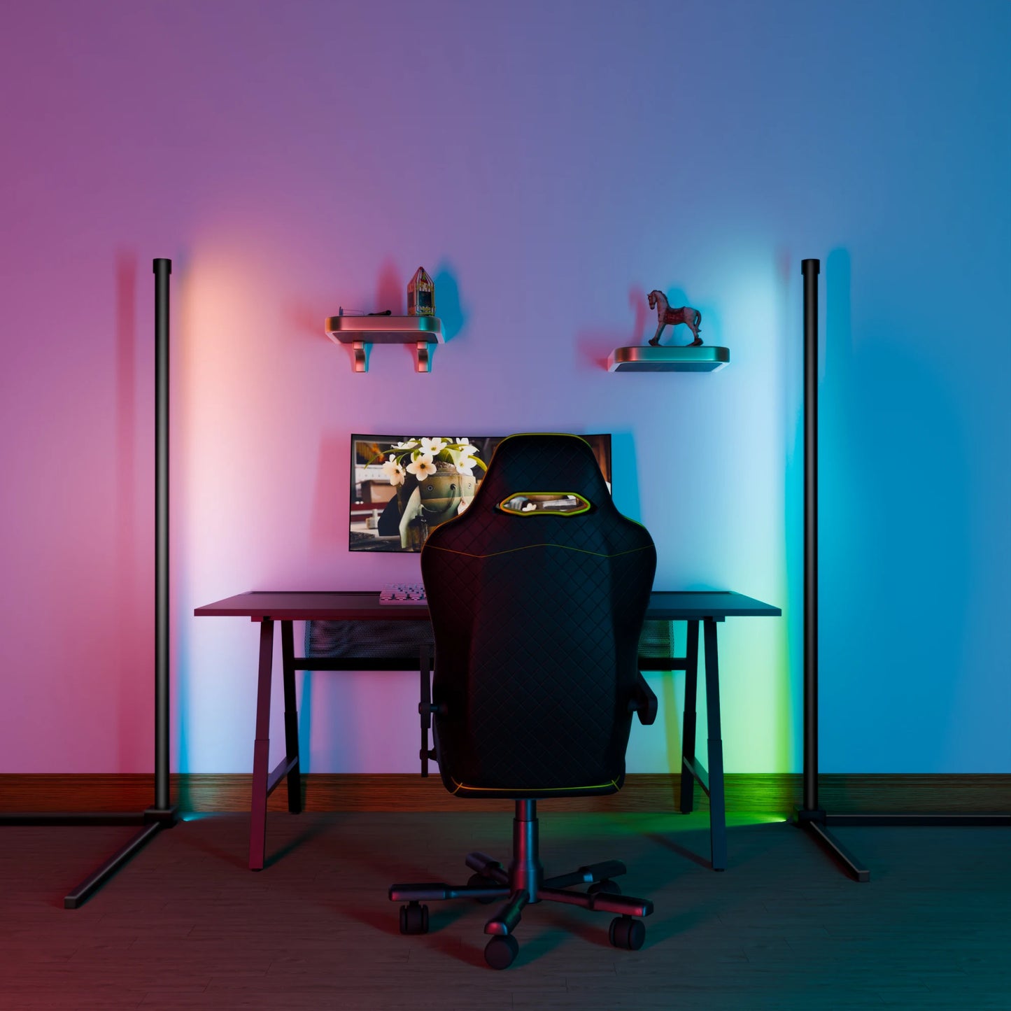 LumiAmbiance - Lampadaire LED RGB avec Sync Musique et 16 Millions de Couleurs