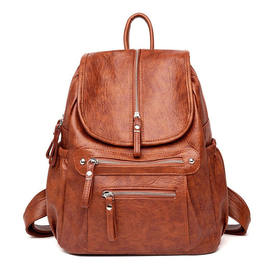 VintageCuir – Sac à Dos Femme Multipoches en Cuir PU Élégant - Rynova