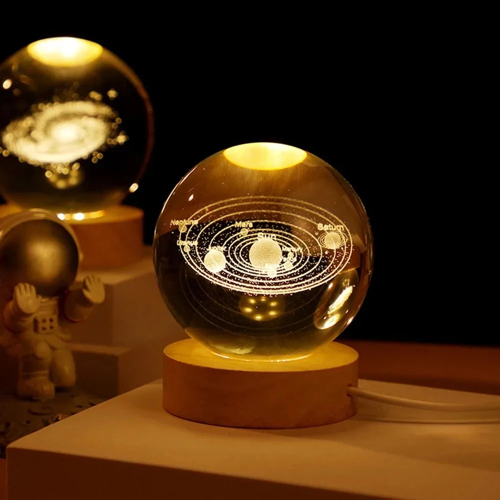 GALAXIE Éblouissante - Lampe à Crystal 3D avec Projections Planétaires - Éclairage USB Ambiance Cozy - Rynova
