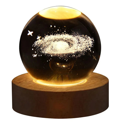 GALAXIE Éblouissante - Lampe à Crystal 3D avec Projections Planétaires - Éclairage USB Ambiance Cozy - Rynova
