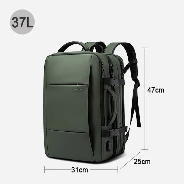 Sac à Dos de Voyage BANGE Pro – Grand Sac Étanche avec Port USB, Extensible, Capacité 17.3 pouces, Sac à Dos d’Affaires pour Homme - Rynova