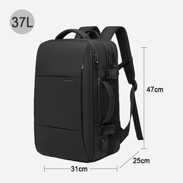 Sac à Dos de Voyage BANGE Pro – Grand Sac Étanche avec Port USB, Extensible, Capacité 17.3 pouces, Sac à Dos d’Affaires pour Homme - Rynova