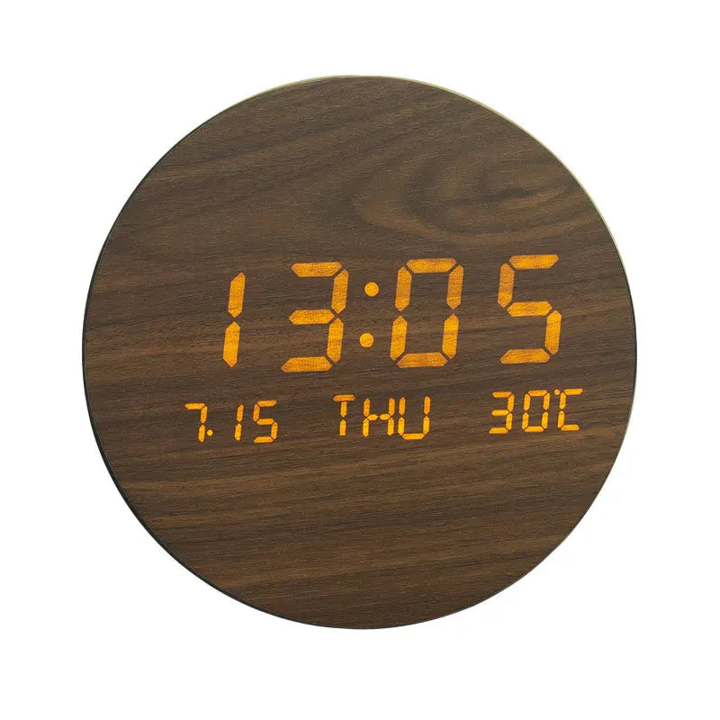 BoisTempo – Horloge de Bureau en Bois avec Alarme et Affichage LED - Rynova