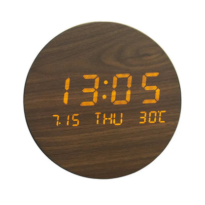 BoisTempo – Horloge de Bureau en Bois avec Alarme et Affichage LED - Rynova