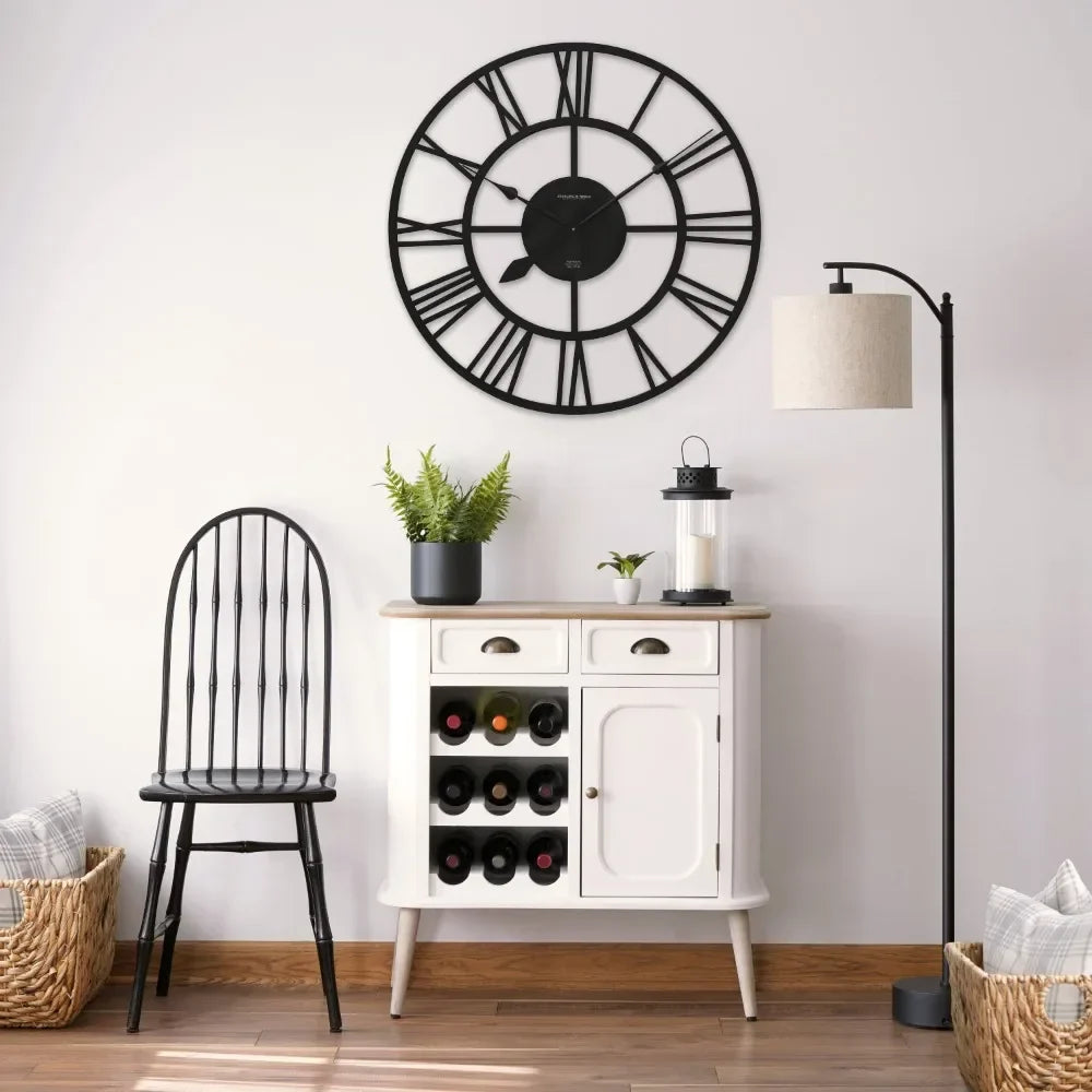 ÉléganceTemps – Horloge Murale Rétro avec Chiffres Romains, Style Ouvert - Rynova
