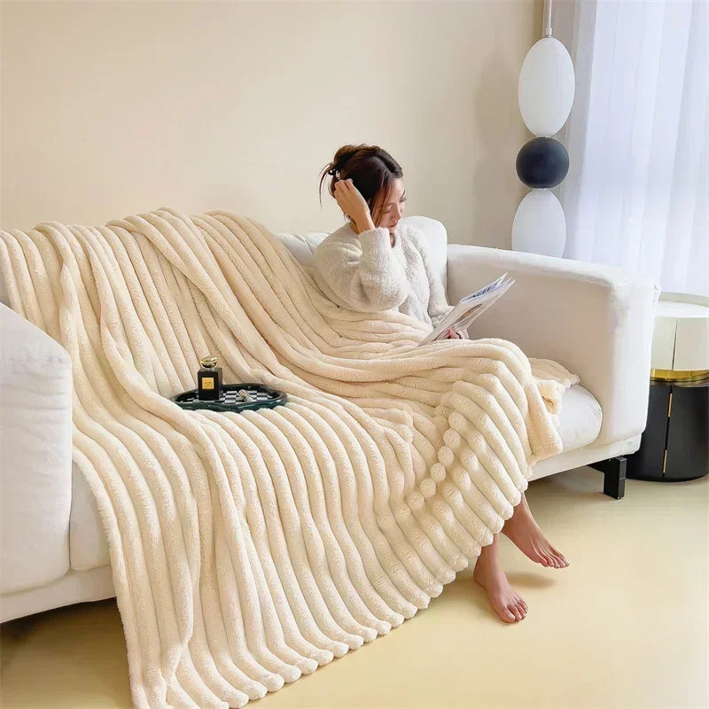 VeloursLapin - Plaid Doux en Imitation Lapin pour Lit et Canapé - Rynova