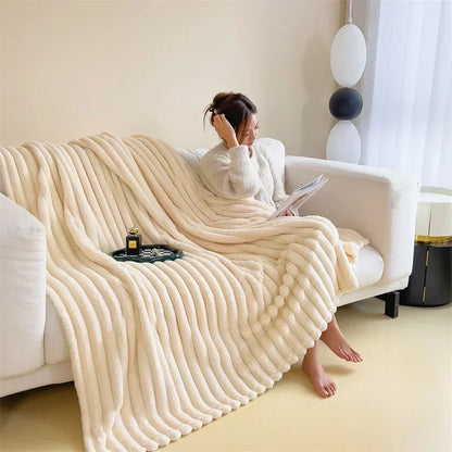 VeloursLapin - Plaid Doux en Imitation Lapin pour Lit et Canapé - Rynova